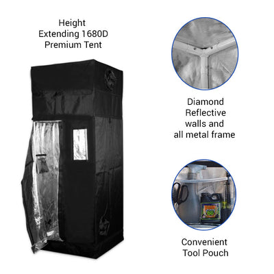 Height Extension 3’ x 3’ Premium Grow Tent (includes 1’ free extension)