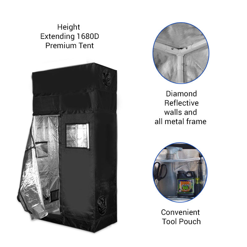 Height Extension 4’ x 2’ Premium Grow Tent (includes 1’ free extension)