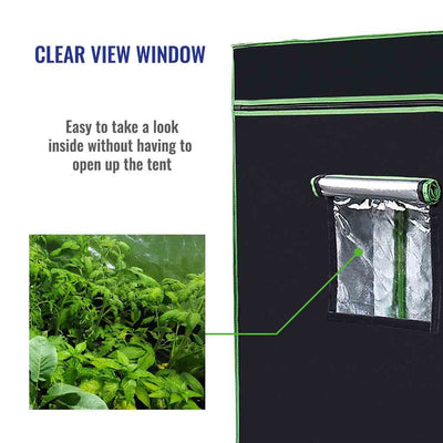 Clear observation window on grow tent to checkup on your plants without disturbing your grow environment.