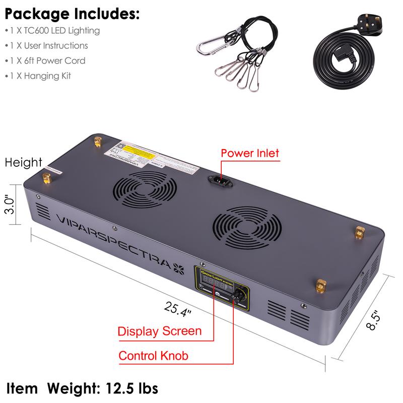 VIPARSPECTRA TIME CONTROL 600W LED GROW LIGHT FULL SPECTRUM FRE